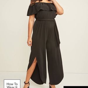 Lane Bryant off the shoulder black jumpsuit 18/20